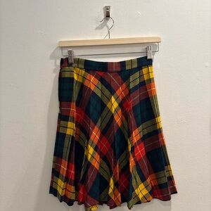 1970s Vibrant Plaid Skater Skirt